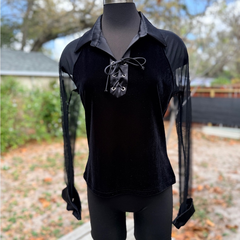 90s Vintage Niki by Niki Livas Velvet Mesh Top